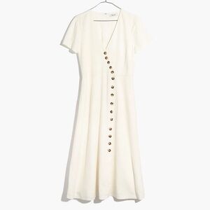 Madewell Linen-Blend Button-Wrap Midi Dress size 0